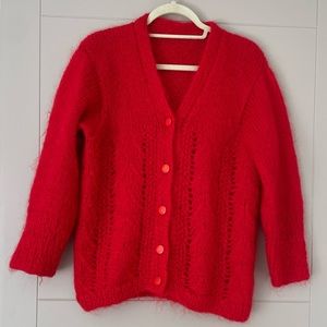 Vintage 100% wool red cardigan